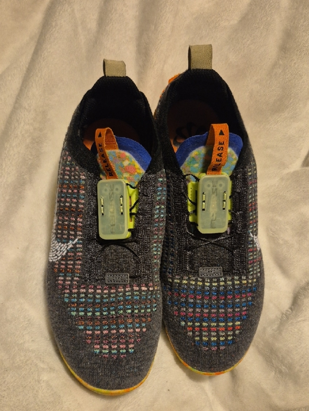 Nike Air VaporMax Flyknit Slip-On Sneakers - Black, Yellow & Multicolor - Picture 2 of 5